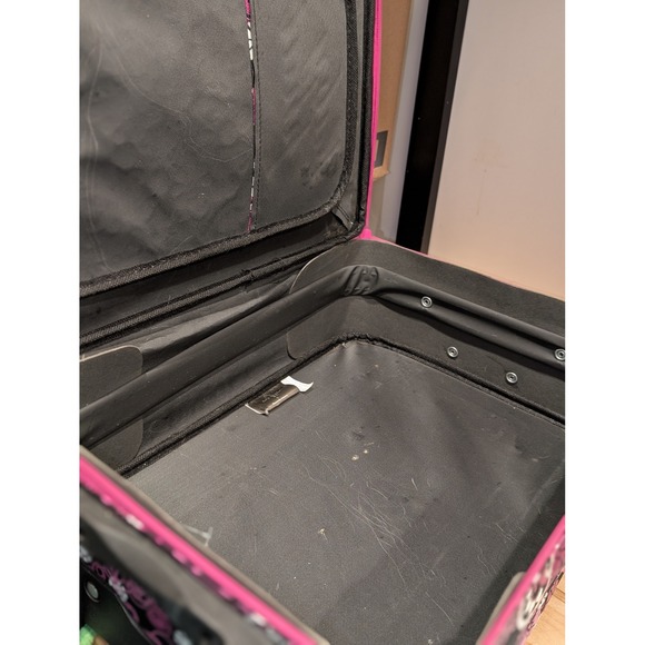 Baby Phat Rolling Luggage‎ Carry On Suitcase Black Pink Floral Y2K E1 - Picture 5 of 5